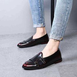 HBP Dres Shoe Fashion Monk Strap Shoe Men British Style Loafer Casual Flat for Party Club 2022 New Zapato Hombre 220723