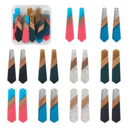 Charms 1 Set Hexagon Geometric Long Strip Resin Natural Wood Pendants For DIY Earrings Necklace Jewellery Connectors Findings