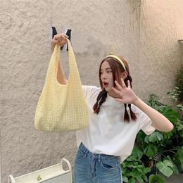 Evening Bags Foldable Shopping Shoulder Bag Simple Student Style Large Size UnderarmTote Eco Shopkeeper Supermarket Handbags 2023