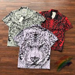 Men's Casual Shirts 2023ss Hawaii Beach Style Wacko Maria Shirt Summer High Quality Tiger Full Printing Lapel For Men Women