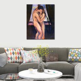 Female Canvas Art The Kiss Edvard Munch Painting Handcrafted Artwork Home Decor for Bedroom