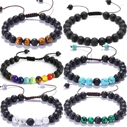 Strand Volcanic Stone Bracelet For Couples Natural Beads Yoga Energy Beaded Chain Bracelets Women Men Jewellery Gift