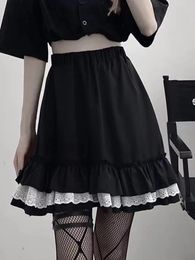 Suits Zoki Jk Women Gothic Lace Mini Skirts Cute Japan Ruffles Haruku Fairy Grunge Black Pleated Skirt Lolita High Waist Girls Skirt