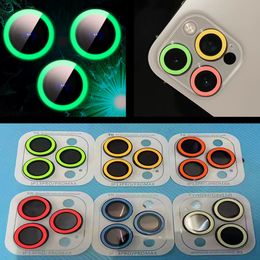 Lumious Glass Camera Ring Glow Back Phone Tempered Glass Fluorescence Rear Scratch-Resistant Film Protector for iPhone 14 14plus 14 pro max 13 13pro 12 12pro 11 11Pro