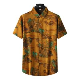 Men s Dress Shirts Arrival Fashion Suepr Large Summer Youth Square Neck Printed Short Sleeve Shirt Plus Size L XL2XL 3XL 4XL 5XL 6XL 7XL 230707