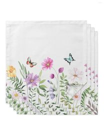 Table Napkin Spring Flower Butterfly For Wedding Party Printed Placemat Tea Towels Kitchen Dining