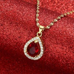 Pendant Necklaces Charm Women Girl Gold Colour CZ Stone Necklace Jewellery African Arab Middle East Gift