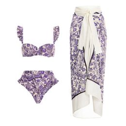 Sets 2023 New Arrival Push Up Women Bikini Set Floral Printed Ruffle Bikinis Strappy Bandage Swimwear Brazilian Biquini Bathing Suit