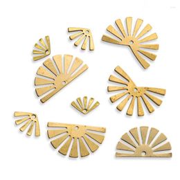 Charms 20-50pcs Raw Brass Textured Semicircle Shape Half Sun Circle Pendant For DIY Earrings Jewellery Findings Making Accessories