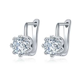 Earring Cute Earrings Eight Claw Round Aaa Zircon Dangle Clip On Earing White Gold Shiny For Women GirlsIced Out Cz Cubic Zirconia Piercing Earring Jewelry Wholesale