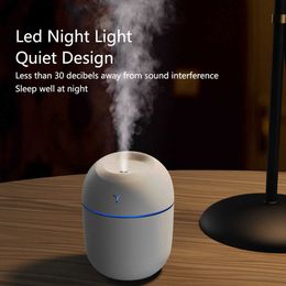 Humidifiers 220ml Mini Air Humidifier Portable USB Aroma Essential Oil Diffuser LED Lamp Car Diffuser For Home Bedroom Humidifier