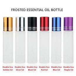 10ml Glass Roll On Bottles White Frosted Rolls Beaded Bottle Perfume Split-bottle Portable Mini cosmetics Empty-Bottles by sea T9I002368