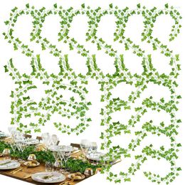 Decorative Flowers Fake Vines 12 Strands Faux Ivy Green Leaves Artificial Plants Hanging Aesthetic For Home Bedroom Party Garden Wall Room