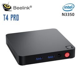 Beelink T4 Pro Mini PC Intel Celeron N3350 2.4GHz Windows 10 Desktop 4GB+64GB 2.4/5.8GHz WiFi BT4.0 4K HD-MI Display Computer