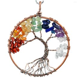 Pendant Necklaces 7 Chakra Tree Of Life Healing Crystal Stone Charms For Jewellery Making DIY Necklace Accessories