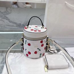 COABAG Cherry Print Designer Bag Women Mini Shoulder Bags C Letter Crossbody Bags Fashion Luxurys Handbags Cherry Pattern Bucket Bag With Purse