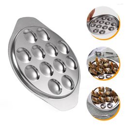 Dinnerware Sets 3 Pcs Snail Dish Stainless Steel Tray Seafood Serving Mushroom Plate Dishes River Holes Dining Compartments Escargot Oyster