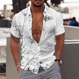 Men's Dress Shirts Hawaiian For Men 3D Printing Beach Short Sleeves Fashion Tops T Clothing Camisa 230707