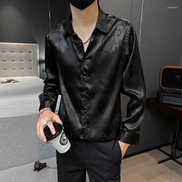 Men's Casual Shirts Korean Fashion Loose Solid Temperament Man Simplicity Turn-down Collar Handsome Spring Summer Thin Clothing