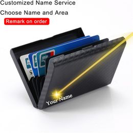 Bycobecy Custom Name Carbon Fibre Card Holder Metal Plastic NFC Wallet Passport Holder Document Organiser RFID Wallets Men Women