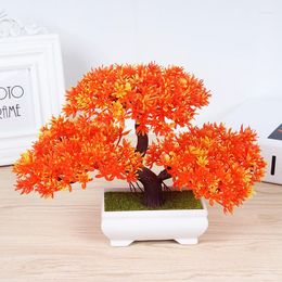 Decorative Flowers Bonsai Artificial Plant With Plastic Pots Simulation Set Decoration Home Table Accessories Office El Living Room Decor