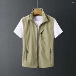 Men's Vests Men Women Cargo Vest Lapel Sleeveless Coat Pockets Zipper Placket Pography Waterproof Mountaineering Waistcoat