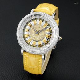 Wristwatches Sunflower Internet Celebrity Good Luck Comes Starry Sky Full Diamond Belt Large Dial Men's And Women's Fashion Watch