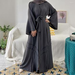 Ethnic Clothing Open Abaya Kimono Dubai Turkey Pleated Hijab Muslim Dress Kaftans For Women Evening Dresses Islam Robe Femme Musulmane