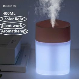 Humidifiers 400ML Air Humidifier Ultrasonic Aromatherapy Diffuser Mini Portable Sprayer For Home USB Essential Oil Atomizer With LED Lamp