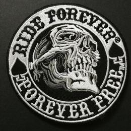NEW ARRIVED SKULL RIDE FOREVER PATCH FOR MORTOR JACKET VEST CLOTHING BADGES SEWING STICKER SHOES BADGES QPPLIQUES LIVE TO RIDE PAT241s