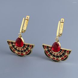 Dangle Earrings Beautiful Red For Women Stone Enamel Charm Delicate Wedding Party Gifts Fine Jewellery Courtly Style Hand