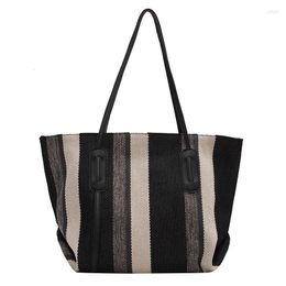 Evening Bags 1 Pc Large Women Striped Tote Bag Canvas Female Reusable Shopping Shoulder Handbag Grocery For Boutique