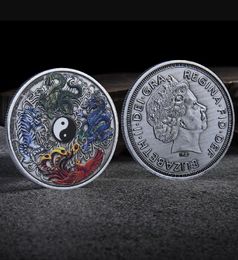 Arts and Crafts Four Great Divine Beasts 3D Coloured Embossed Metal Commemorative Medal