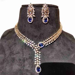 Fashion New Hot Selling Gemstone Gold Chain Diamond Necklace Earrings Three Piece Jewellery Sets Wholesale