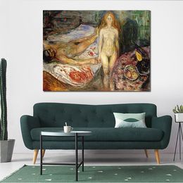 Female Canvas Art Death of Marat Edvard Munch Painting Handcrafted Artwork Home Decor for Bedroom
