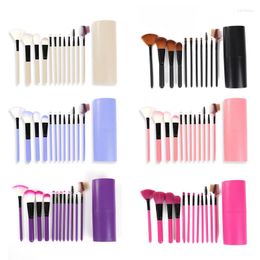 Makeup Brushes 12pcs/set Brush Bucket Blush Eyeshadow Anodized Aluminum Tube Set Beauty Tools