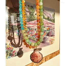 Pendant Necklaces Summer Beach Jewlery Beaded Natural Conch Shell Sea Shells Seashells Women's Tribal Girlfriend Gift