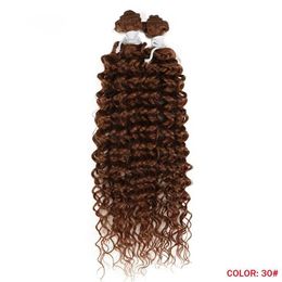 Synthetic Wigs Afro Kinky Curly Synthetic Hair Heat Resistant Deep Wave Bundles Brown 2pcs/lot 26inch Weave 230227