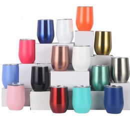20 colors 12oz wine cup beer coffee mug with lid 304 stainless steel tumbler vacuum insulated cup