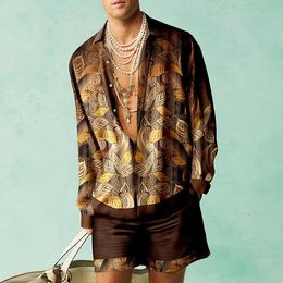 Men's Tracksuits Shirt Sets Men Fashion ShirtsShorts Two Piece Hawaii Shirts Luxury European Suits Beach Vocation Outfits Boy 230707