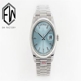 EW factory produces men's Watch 2836 Mechanical movement Journal 36mmX12mm top Swiss ice blue luminous 904L steel folding buckle