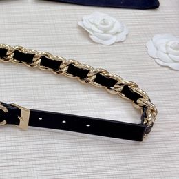 CH belt 20MM woman belt designer calfskin two-sided brass gold chain retro plated highest counter quality woman belt designer official reproductions retro 002