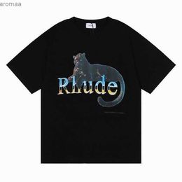 Rh Designers Summer Mens Rhude t Shirts for Tops Letter Polos Shirt Embroidery Womens Tshirts Clothing Short Sleeved Large Plus Size Teesbwimklx0