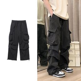 Men's Pants Men Cargo Harajuku Hip Hop Elastic Waist Loose Trousers Streetwear Male Casual Pockets Drawstring Baggy Women