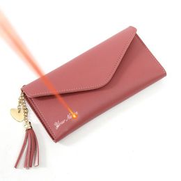 2022 Long Women Wallets Free Name Customised New Fashion Quality PU Female Wallets Cute Tassel Pendant Wallet Card Holder Purse