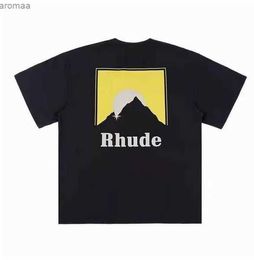 Rh Designers Summer Mens Rhude t Shirts for Tops Letter Polos Shirt Embroidery Womens Tshirts Clothing Short Sleeved Large Plus Size Teesbwim4qoo