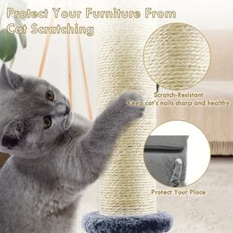 Cat Scratching Post With Self Groomer Cat Brush, Durable Cat Toy, Natural Sisal Cat Scratcher With A Plush Ball Toy For Indoor Cats