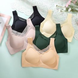 Camisoles & Tanks Summer Ice Silk Traceless Sports Bra Women's Underwear Gather Anti Sagging Collar Breast Top Support Sexy Wipe Lingerie