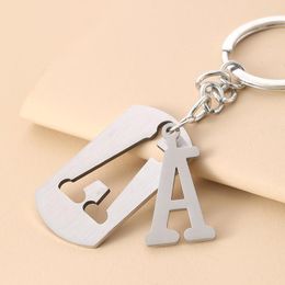 Keychains Keychain For Men And Women Letter Engraved Simple Stainless Steel Unisex A Pair Of Gifts Friend