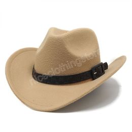 Autumn/Winter Fedora Hats For Men Women Cotton Wide Brim Sun Cap With Leather Belt Classical Unisex Stylish Cowboy Hat